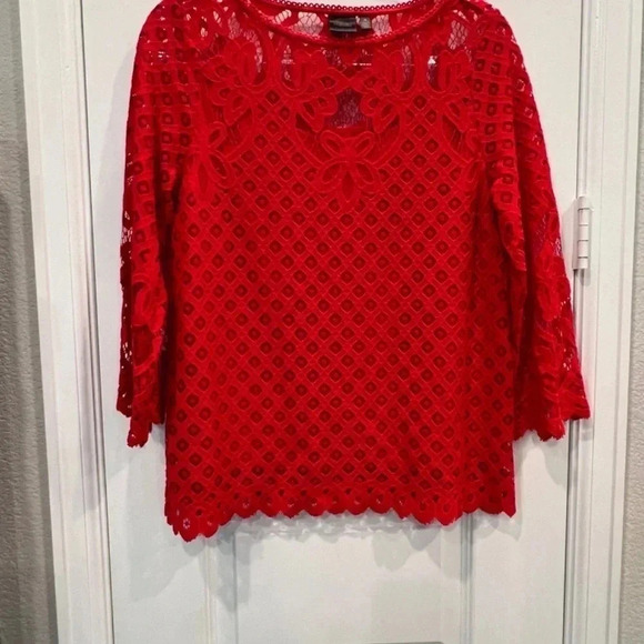 Rafaella Red Lace Top Size 10 - Picture 6 of 12